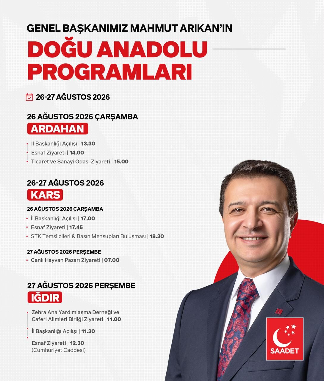 Arıkan Doğu Anadolu’da Sahaya Iniyor Üç Ilde Temaslarda Bulunacak!