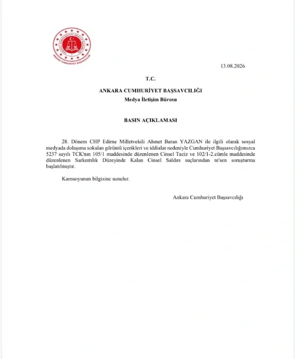 Chp Milletvekili Ahmet Baran Yazgan Hakkinda Cinsel Taciz Iddiasi Darp Edildi Sorusturma Baslatildi
