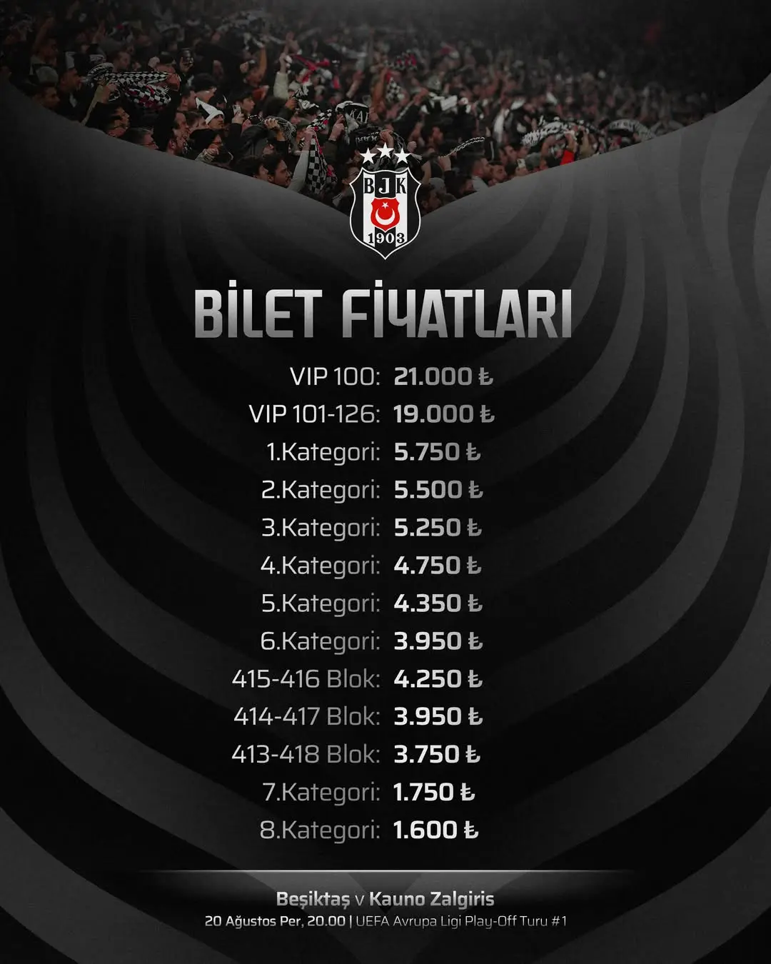 İşte Beşiktaş Kauno Zalgiris Bilet Fiyatları (2)