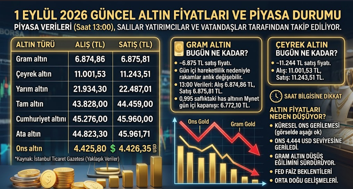 1 Eylül 2026 Altın Fiyatları Gram Altın Ne Kadar Oldu