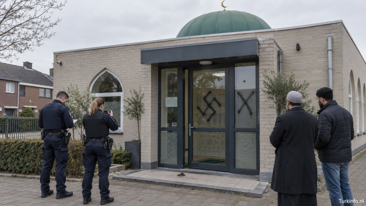 Avrupa'nın Kalbinde Alçak Provokasyon Camiye Nazi Sembolü Çizdiler!