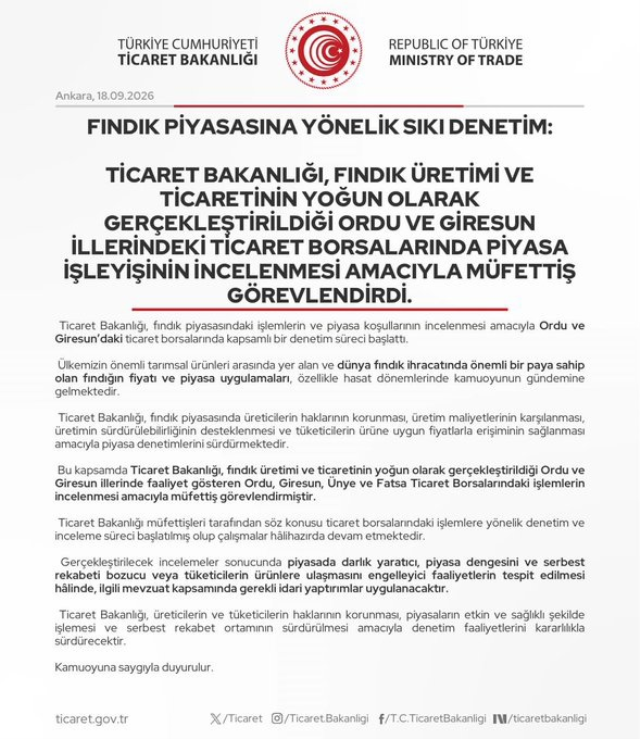 Fındık Piyasasında Yeni Dönem! Ticaret Bakanlığı Harekete Geçti (1)