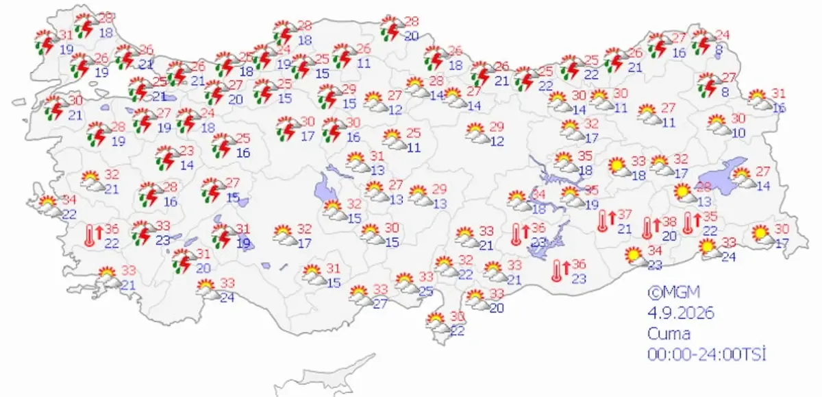 Meteoroloji’den Yurt Geneline Kritik Uyarı Hafta Sonu Sağanağa Dikkat!Ö