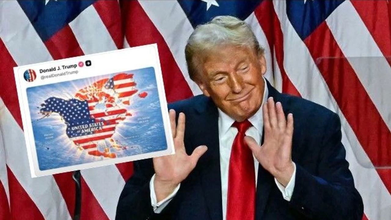 Trump'tan Küstah Harita Paylaşımı Kanada, Grönland Ve Meksika'yı Abd Toprağı Ilan Etti!V