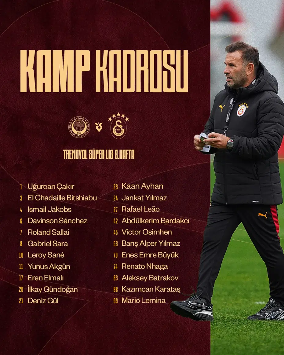 Galatasaray Ankara'ya 4 Eksikle Uçtu! İşte Kamp Kadrosu (4)