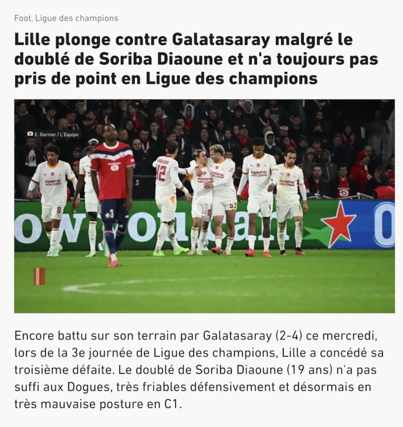 Galatasaray'ın Lille Zaferi Avrupa Basınında Salladı! Olay Manşetler Atıldı (5)