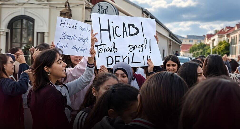 Tepkiler çığ gibi büyüyor! Azerbaycan’da halk, “Hicab bizim namusumuzdur” sloganlarıyla eylemler düzenliyor